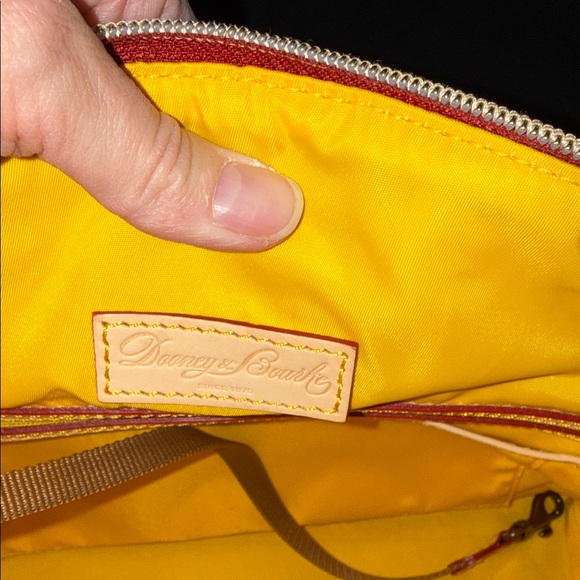 Dooney & Bourke Garden Rose Black Floral Polyvinyl Satchel with Tan Trim - Picture 7 of 8